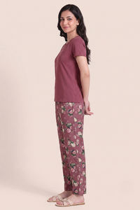 Zivame Buttersoft Fruity Collection Knit Poly Pyjama Set - Mesa Rose — thumbnail 3